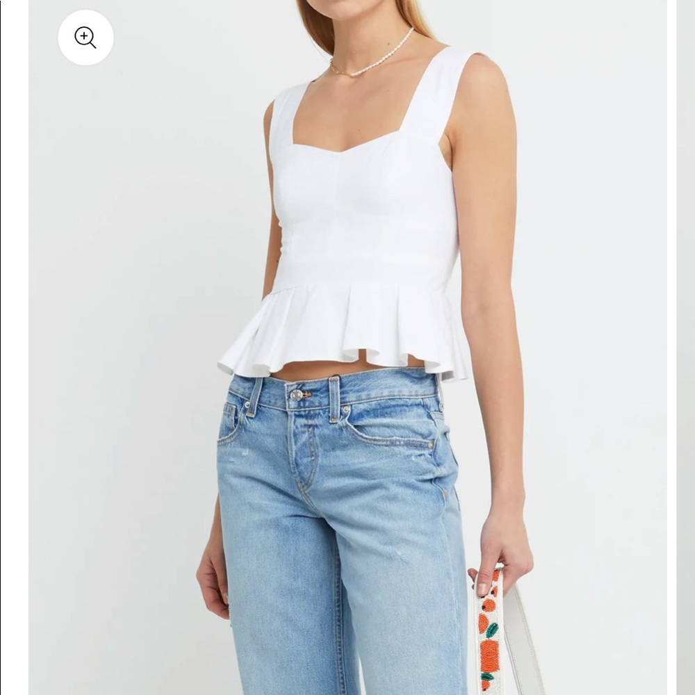 White Peplum Square-Neck Tank Top